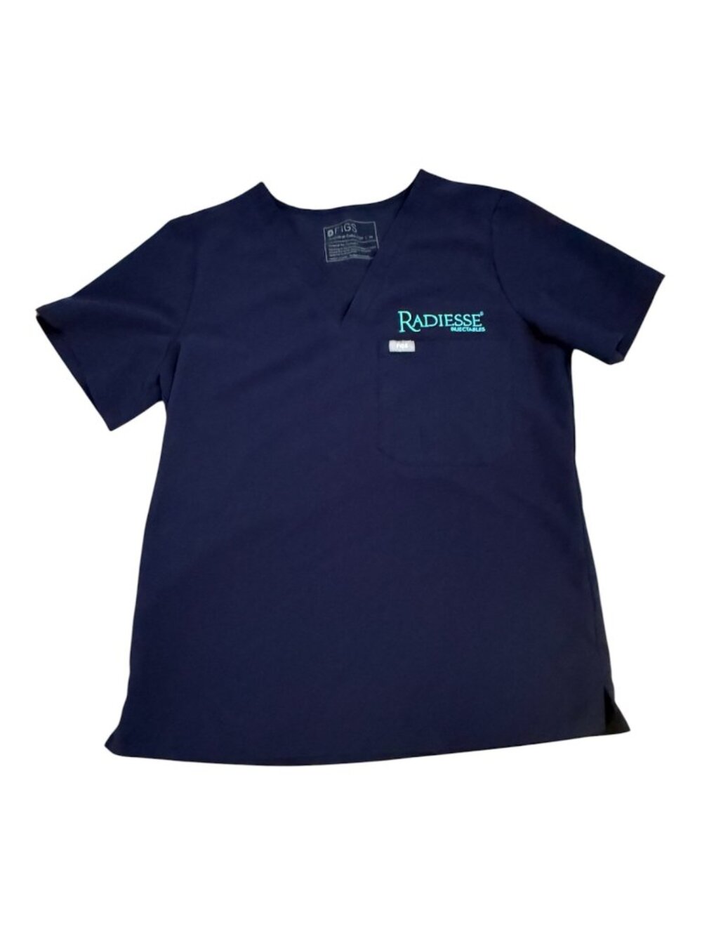 Figs Catarina Scrub Top Womens Medium 1 Pocket Navy Blue Technical Personalized